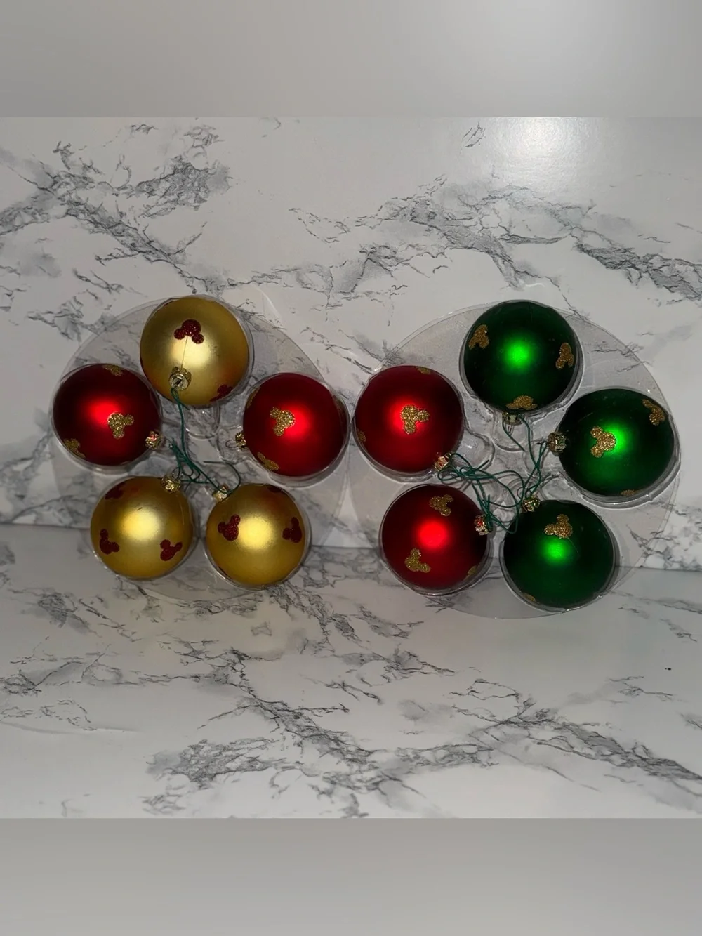 Disney Parks Mickey Mouse Glitter Round Christmas Ornaments - Picture 5 of 10